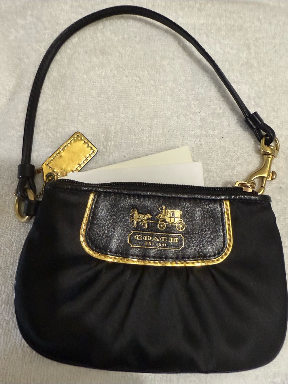 Coach Black Wristlet with Gold Accents - Picture 2 of 3